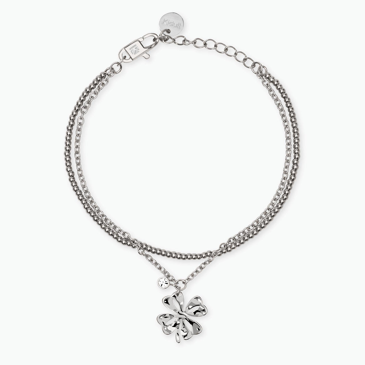 Bracciale a catene con quadrifoglio e cristallo Style 57