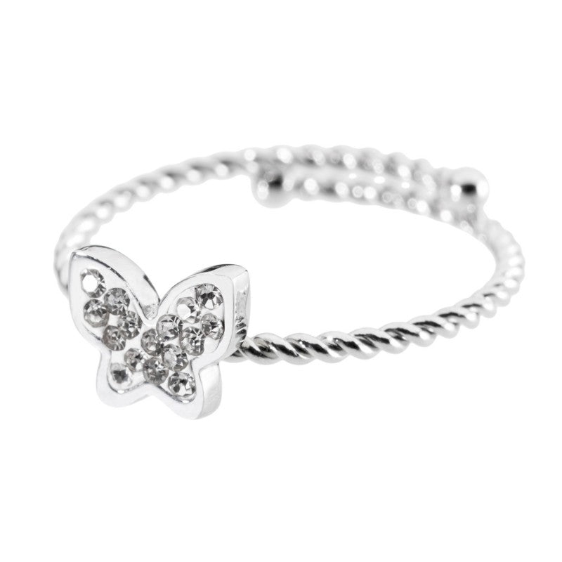 18an030 Anello con farfalla e cristalli