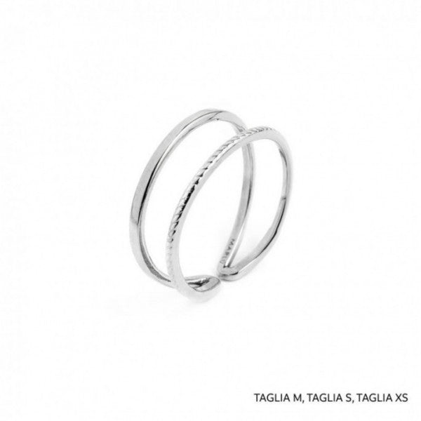 18an101 Anello doppia fascia rettangolare e ritorto