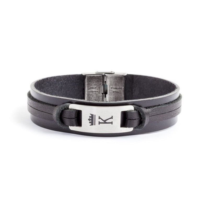 18br134n Bracciale pelle nero targa k