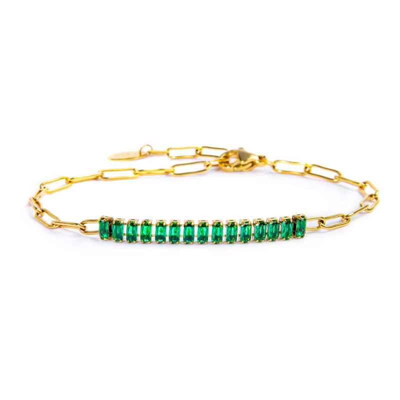 Bracciale catena con tennis cristalli baguette centrali - Gioielleria Fondente