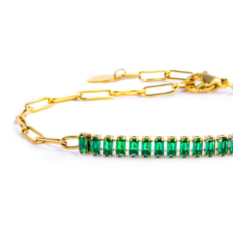 Bracciale catena con tennis cristalli baguette centrali - Gioielleria Fondente