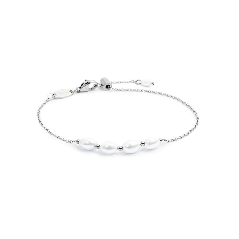 Bracciale catena cross con perle ovali