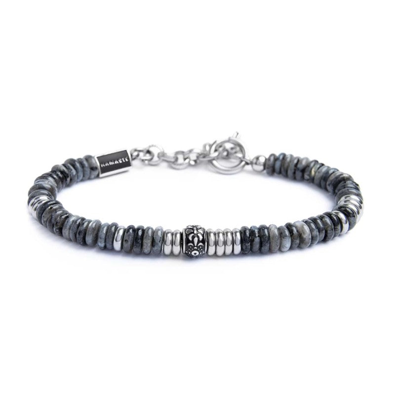 Bracciale catena dischetti in pietra e acciaio