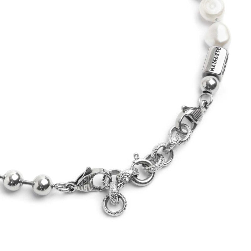 Bracciale catena doppio giro perle e sfere con ala - Gioielleria Fondente