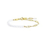 Bracciale catena figaro e perle irregolari