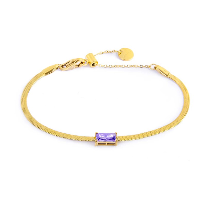 Bracciale catena snake con zircone baguette - Gioielleria Fondente