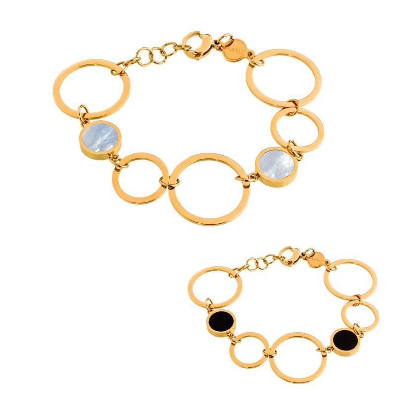 2br0046 Bracciale cerchi acrilico e madreperla