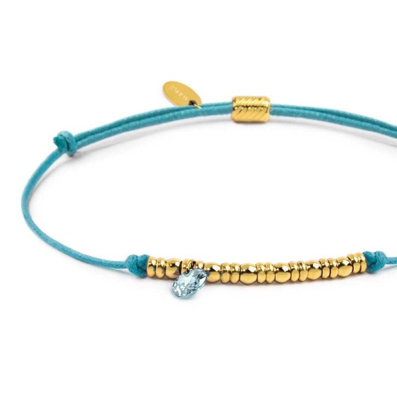 Bracciale cordino con elementi acciaio e zircone pendente