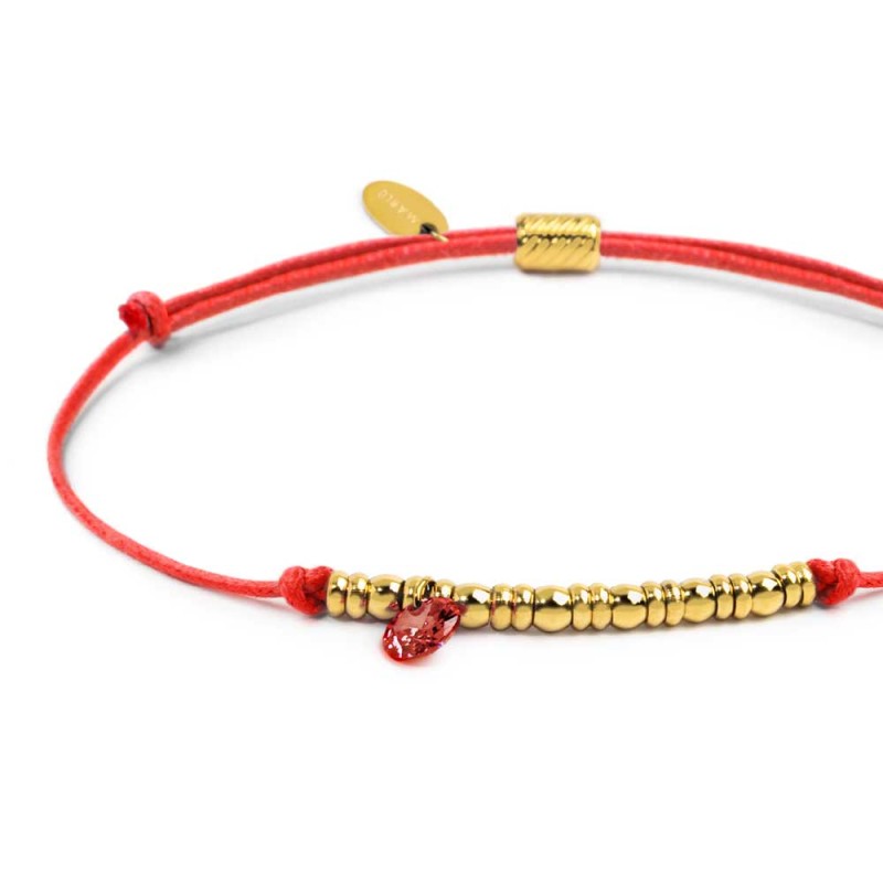 Bracciale cordino con elementi acciaio e zircone pendente