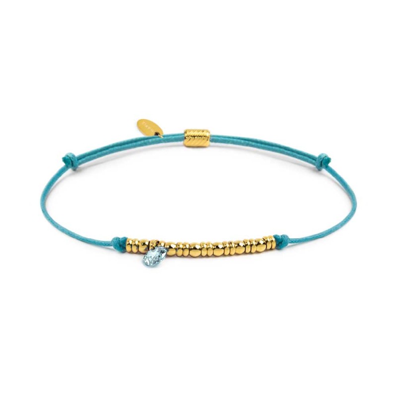 Bracciale cordino con elementi acciaio e zircone pendente