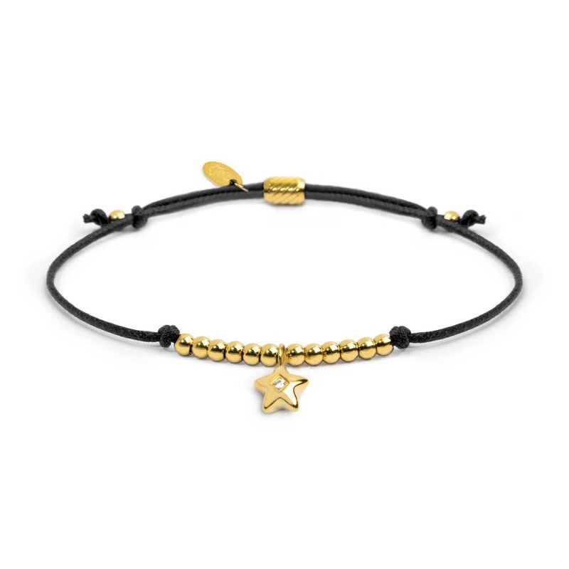 Bracciale cordino con pendente stella con zircone