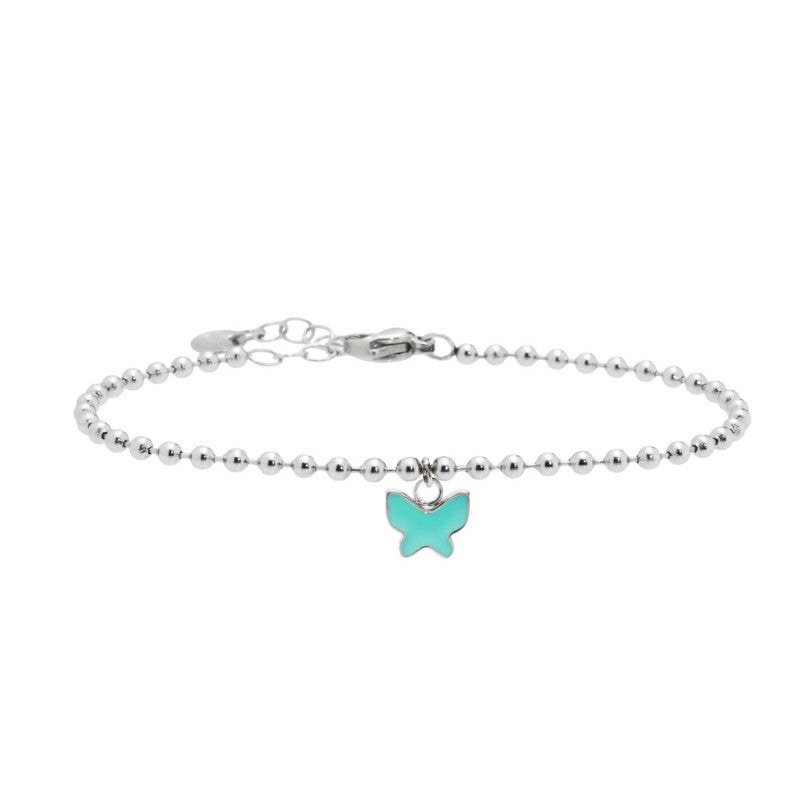 18br092t Bracciale pallini con farfalla smaltata