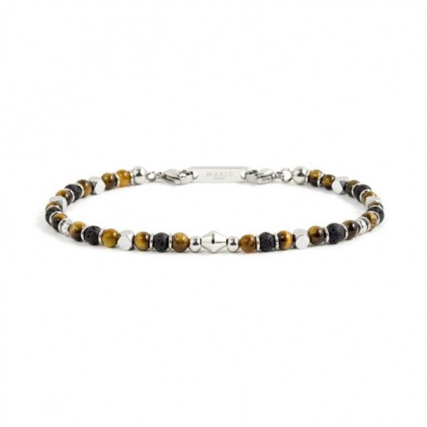 1BR0007 BRACCIALE PIETRA OCCHIO DI TIGRE LAVICA