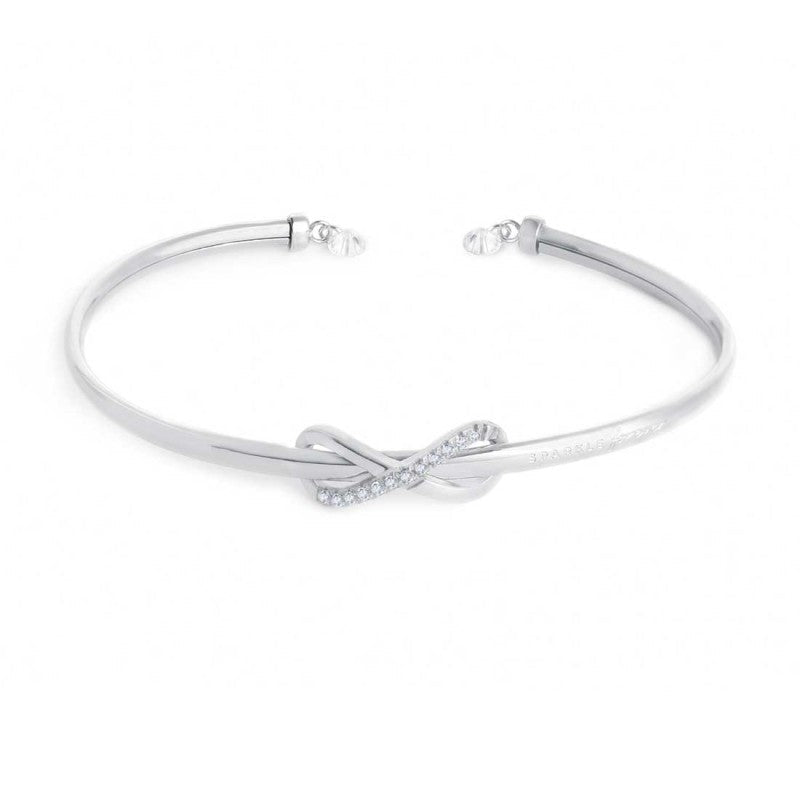 Bracciale rigido infinito con zirconi bianchi