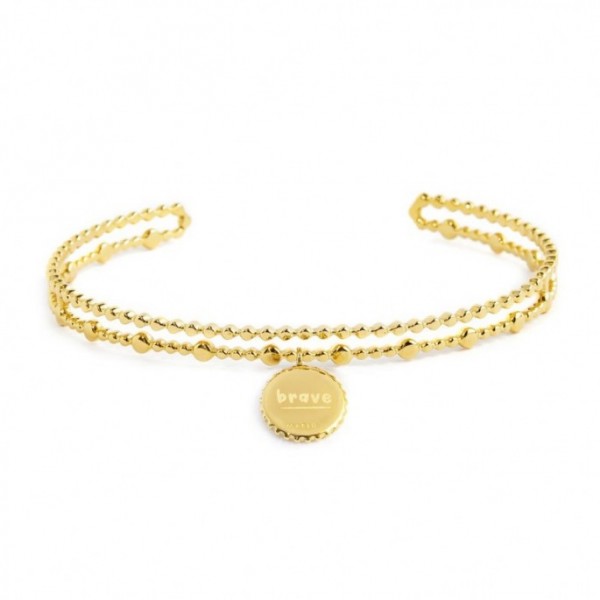 Bracciale Rigido Medaglietta Pendente Sole Con Zircone Bianco - Gioielleria Fondente