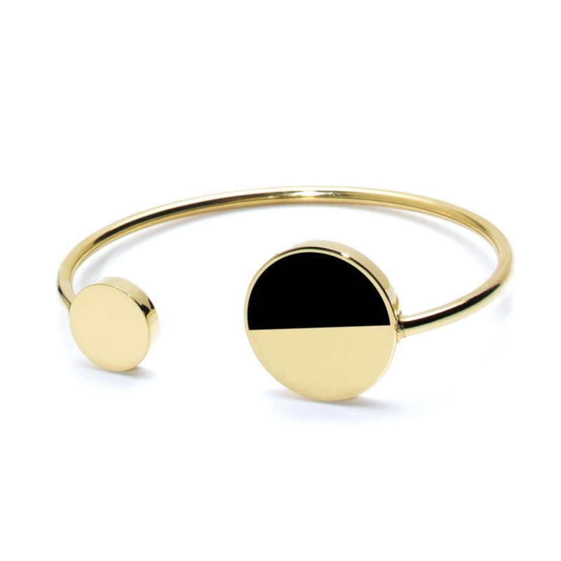 2br0050g-ng Bracciale rigido oro con acrilico nero