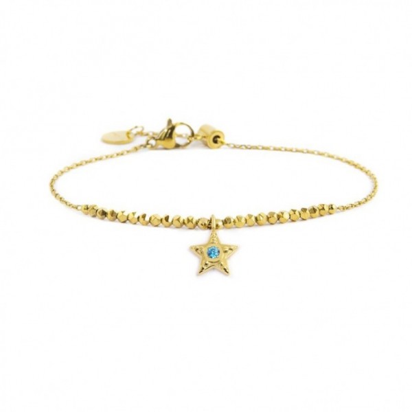 18BR180G BRACCIALE STELLA PENDENTE CON CRISTALLO AZZURRO ED EMATITE SFACCETTATA