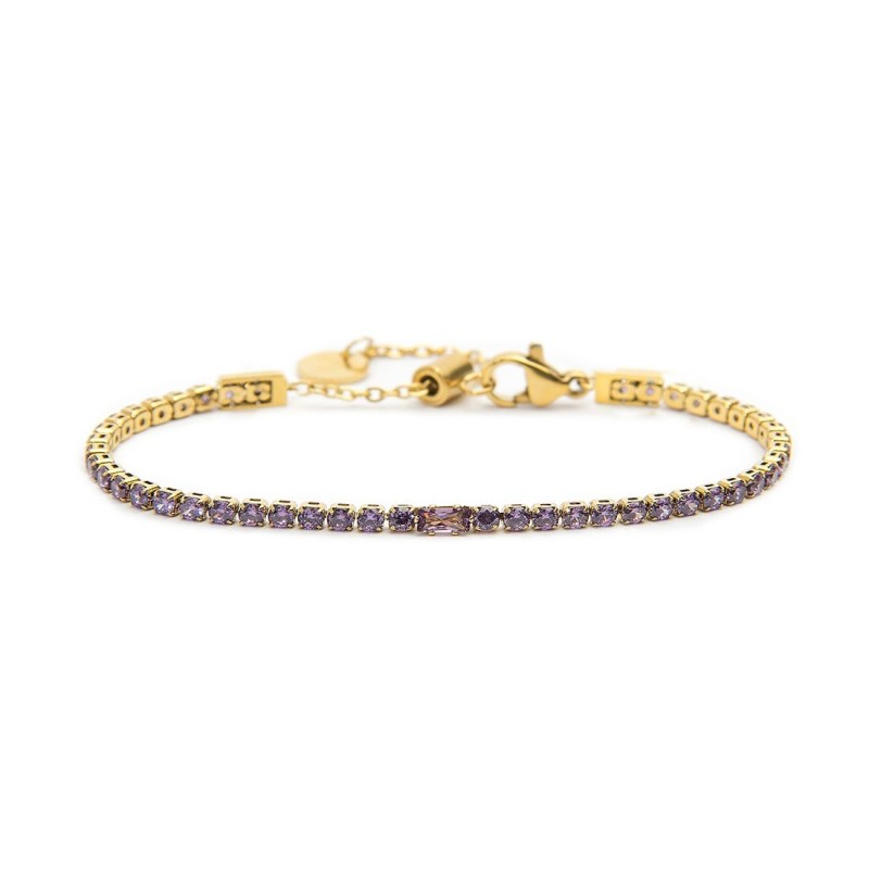Bracciale oro tennis viola 2,5mm con zircone centrale - Gioielleria Fondente