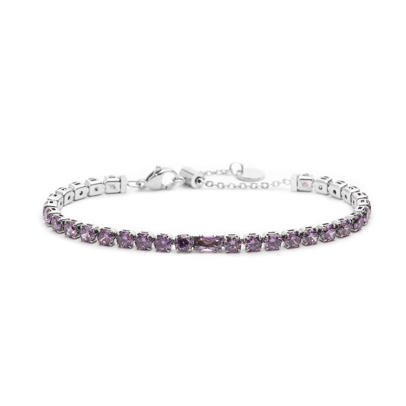 Bracciale tennis viola 4mm con zircone centrale - Gioielleria Fondente