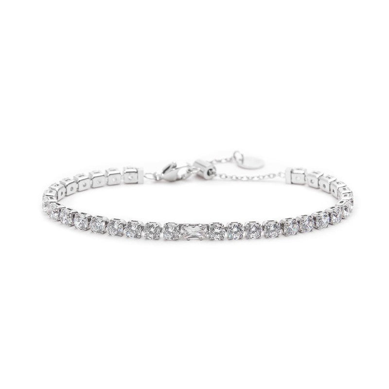 Bracciale tennis bianco 4mm con zircone centrale - Gioielleria Fondente