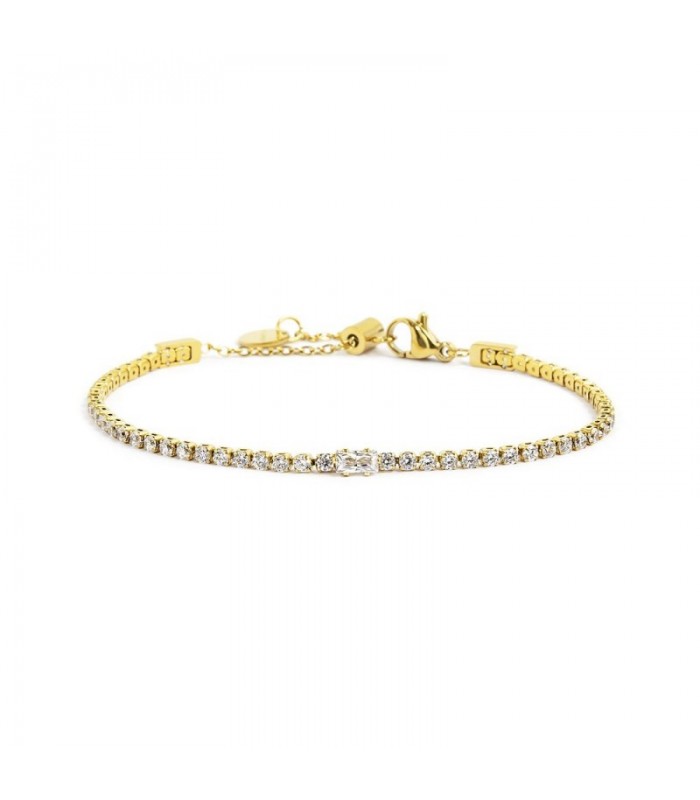 2br0105g-w Bracciale tennis zirconi bianchi e zircone baguette centrale