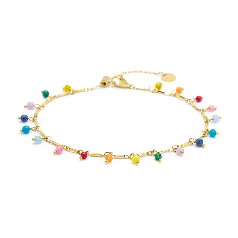 Cavigliera catena con agata colorata pendente - Gioielleria Fondente