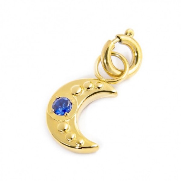 18CH127G CHARM LUNA CON ZIRCONE BLU