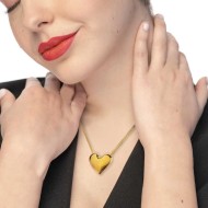 Collana catena mesh con cuore irregolare martellato