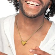 Collana catena mesh con cuore irregolare martellato