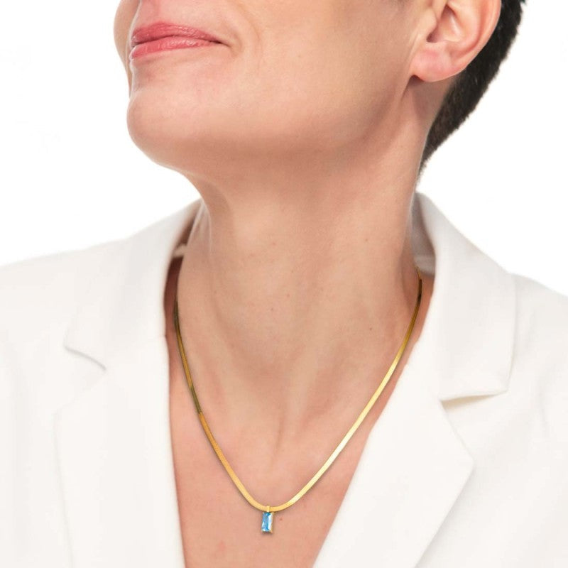 Collana catena snake con zircone baguette - Gioielleria Fondente