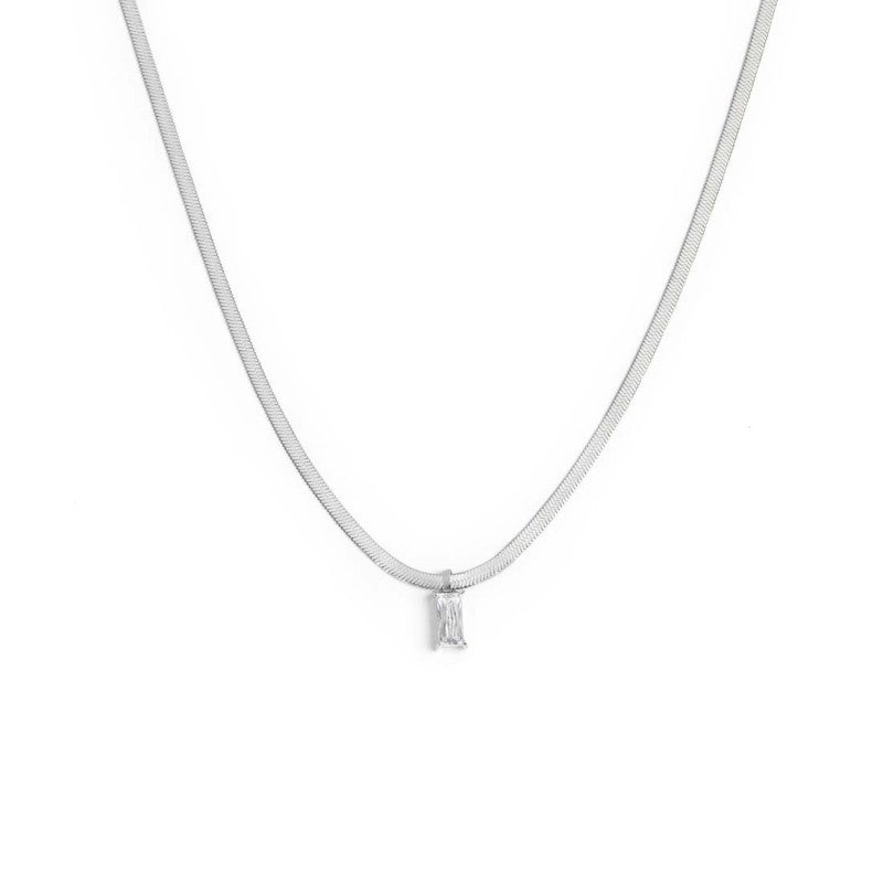Collana catena snake con zircone baguette - Gioielleria Fondente