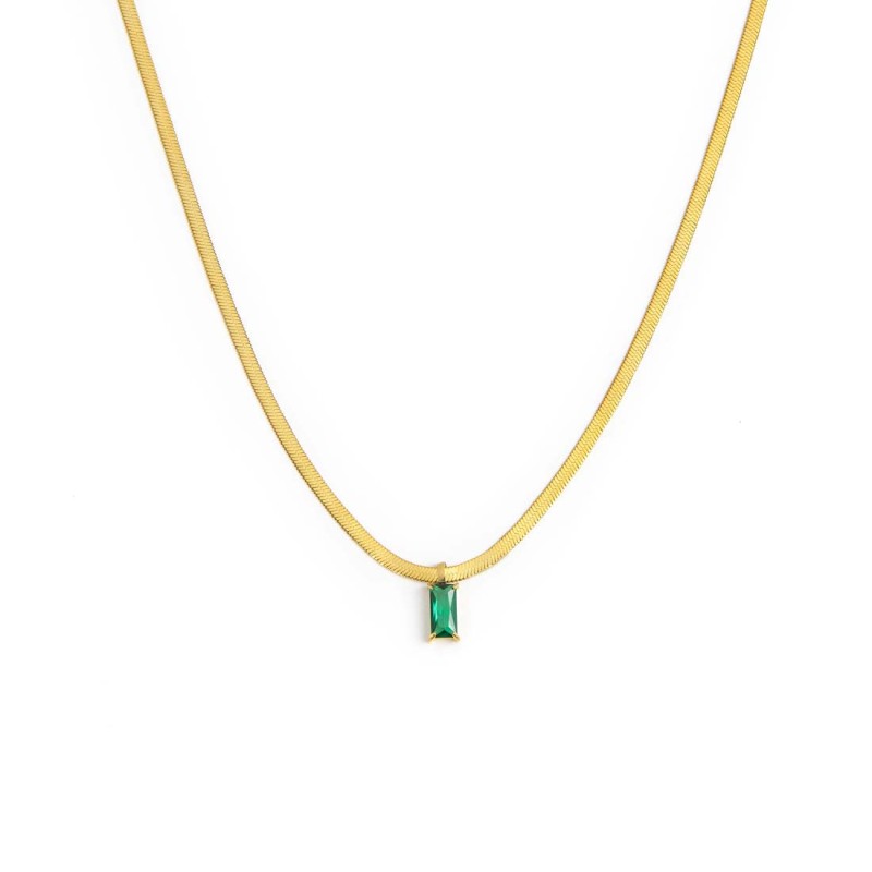 Collana catena snake con zircone baguette - Gioielleria Fondente