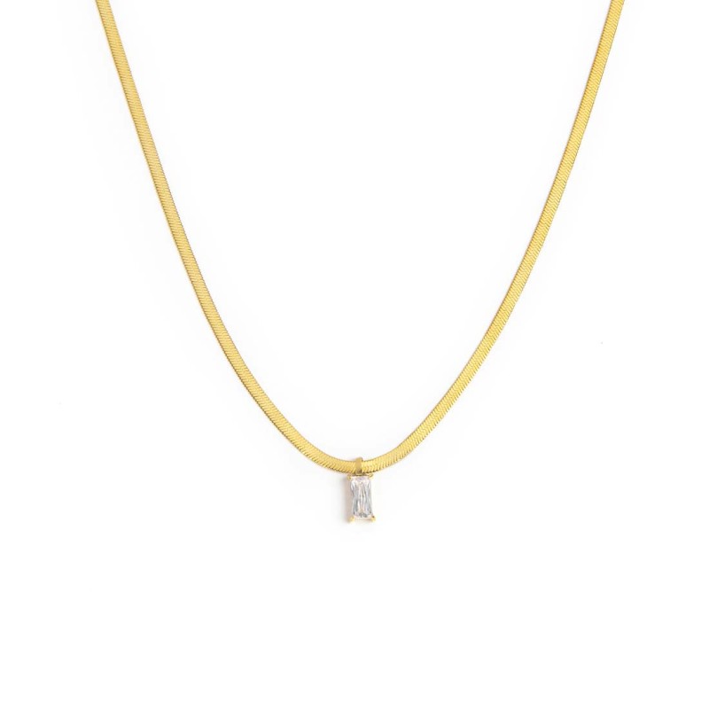 Collana catena snake con zircone baguette - Gioielleria Fondente