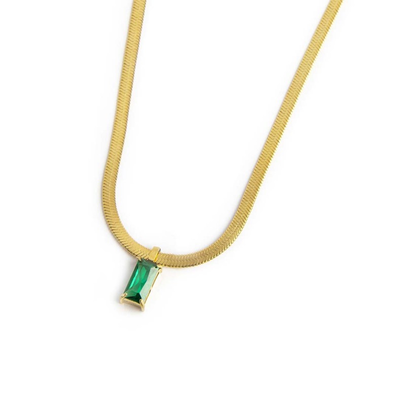 Collana catena snake con zircone baguette - Gioielleria Fondente