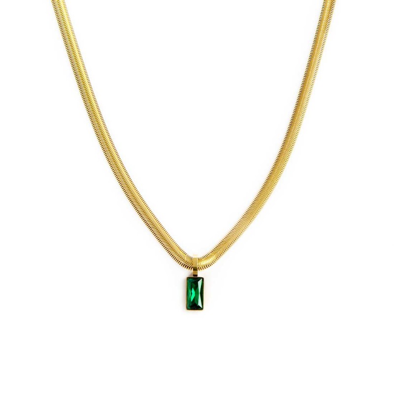 Collana catena snake cristallo baguette centrale - Gioielleria Fondente