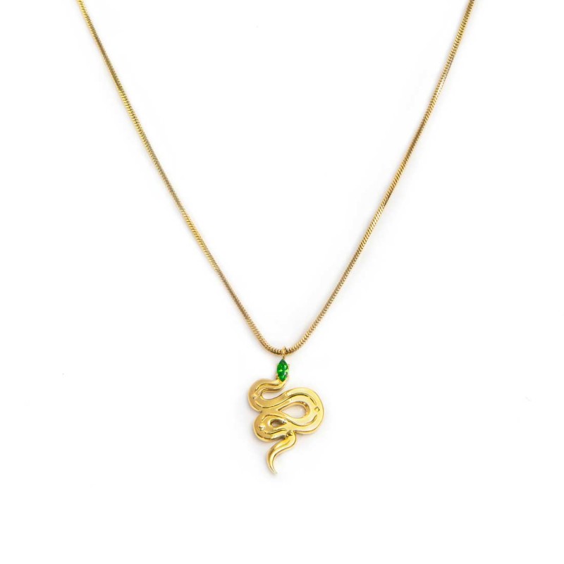 Collana catena snake quadrata con serpente pendente - Gioielleria Fondente