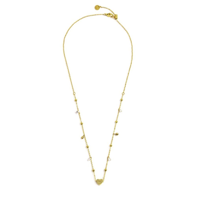 Collana cuore madreperla con sfere e zirconi