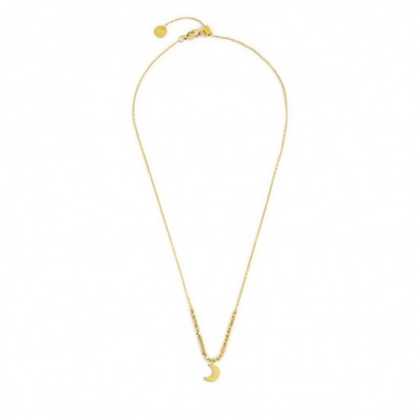 Collana Luna Pendente Con Zircone Blu Ed Ematite Sfaccettata - Gioielleria Fondente