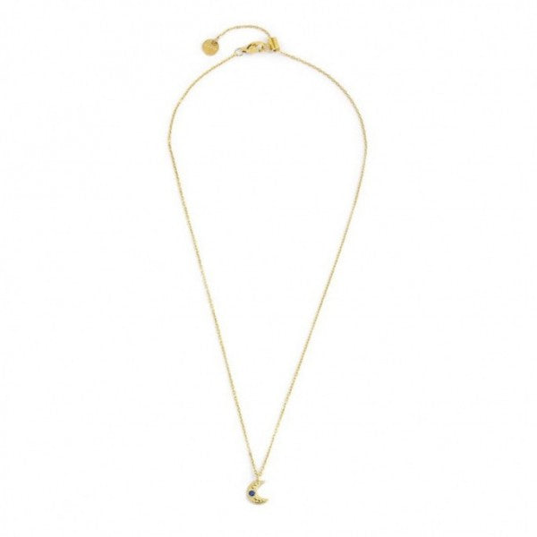 18CN085G COLLANA LUNA PENDENTE CON ZIRCONE BLU