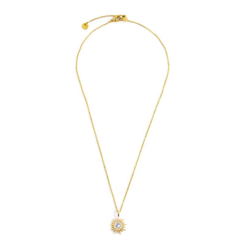 33cn0003g Collana pendente sole cristalli bianchi