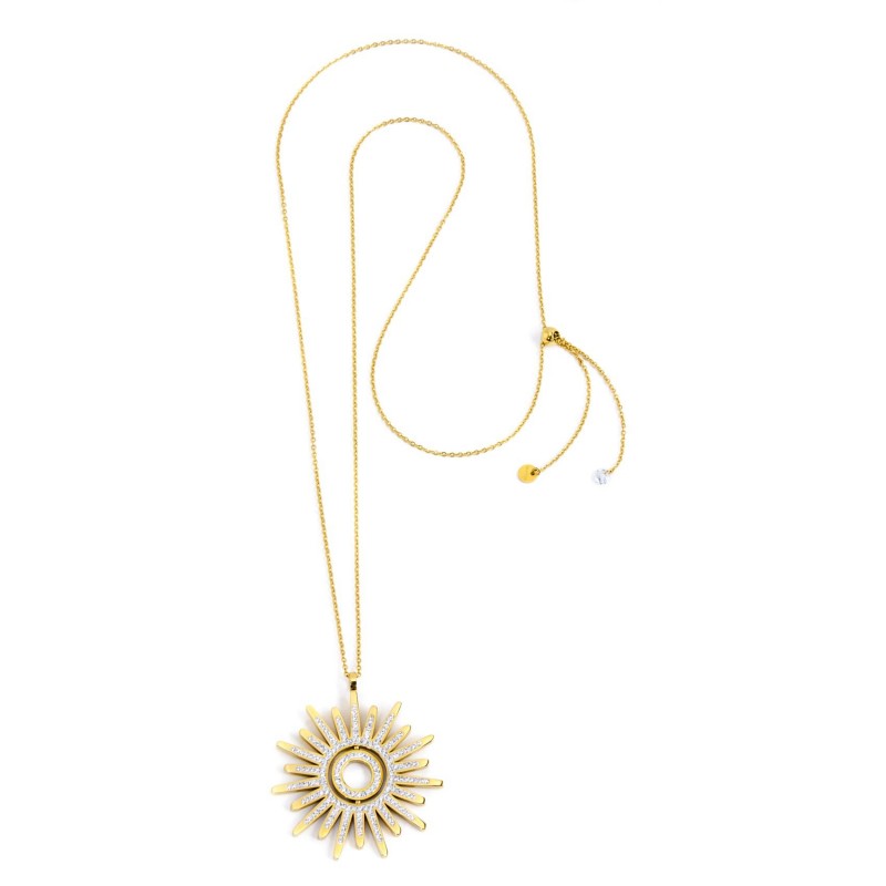 33co0010g Collana pendente sole cristalli bianchi