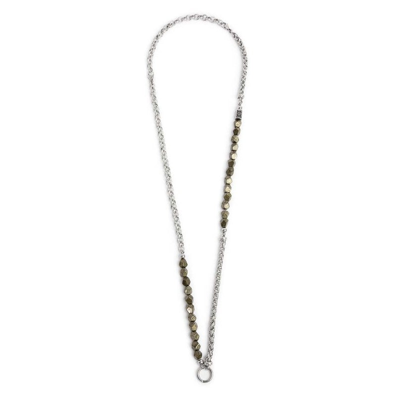 Collana pietre pirite e catena sonaglio e rolò - Gioielleria Fondente