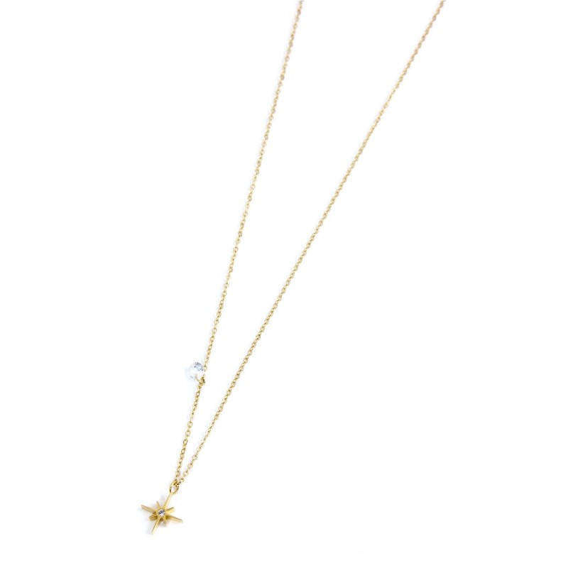 33cn0008g Collana rosa dei venti pendente e cristalli