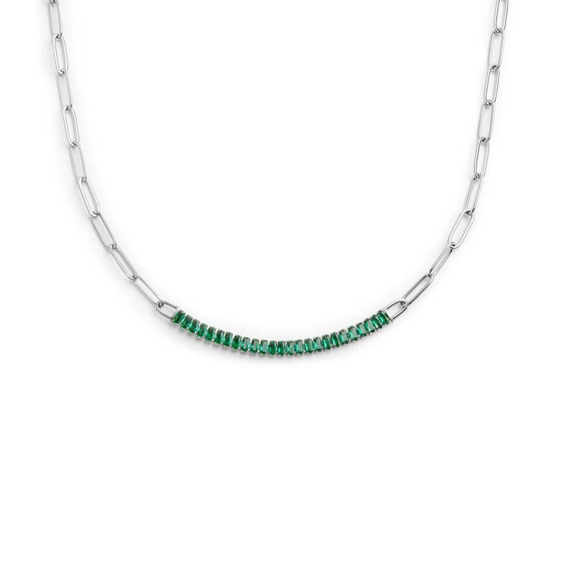 Collana tennis centrale cristalli baguette - Gioielleria Fondente