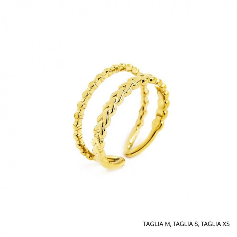 18an103g Anello doppia fascia chevron e puntinata