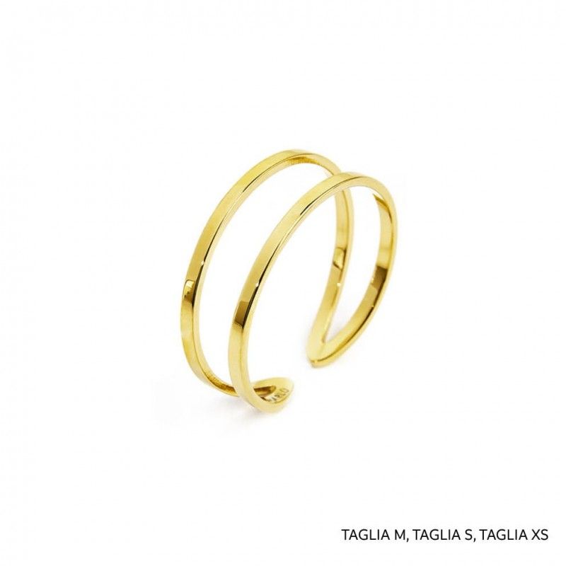 18an100g Anello doppia fascia rettangolare