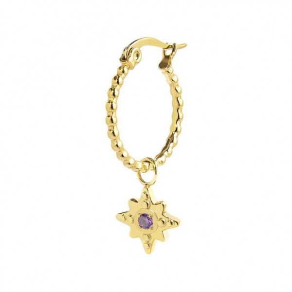 18OR088G ORECCHINO A CERCHIO ROSA DEI VENTI PENDENTE CON ZIRCONE VIOLA