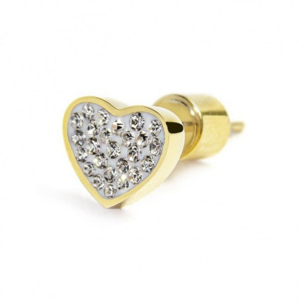 15OR017G-W ORECCHINO CUORE CON CRISTALLI