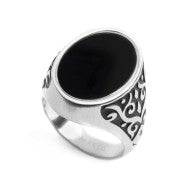 Piastrina ovale smalto nero changy